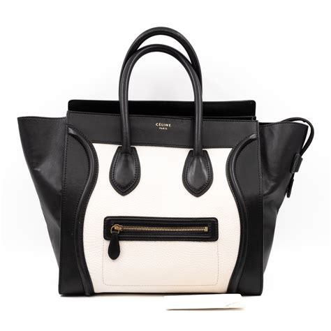 Céline – Celine Mini Luggage Black & White Leather – Queen 